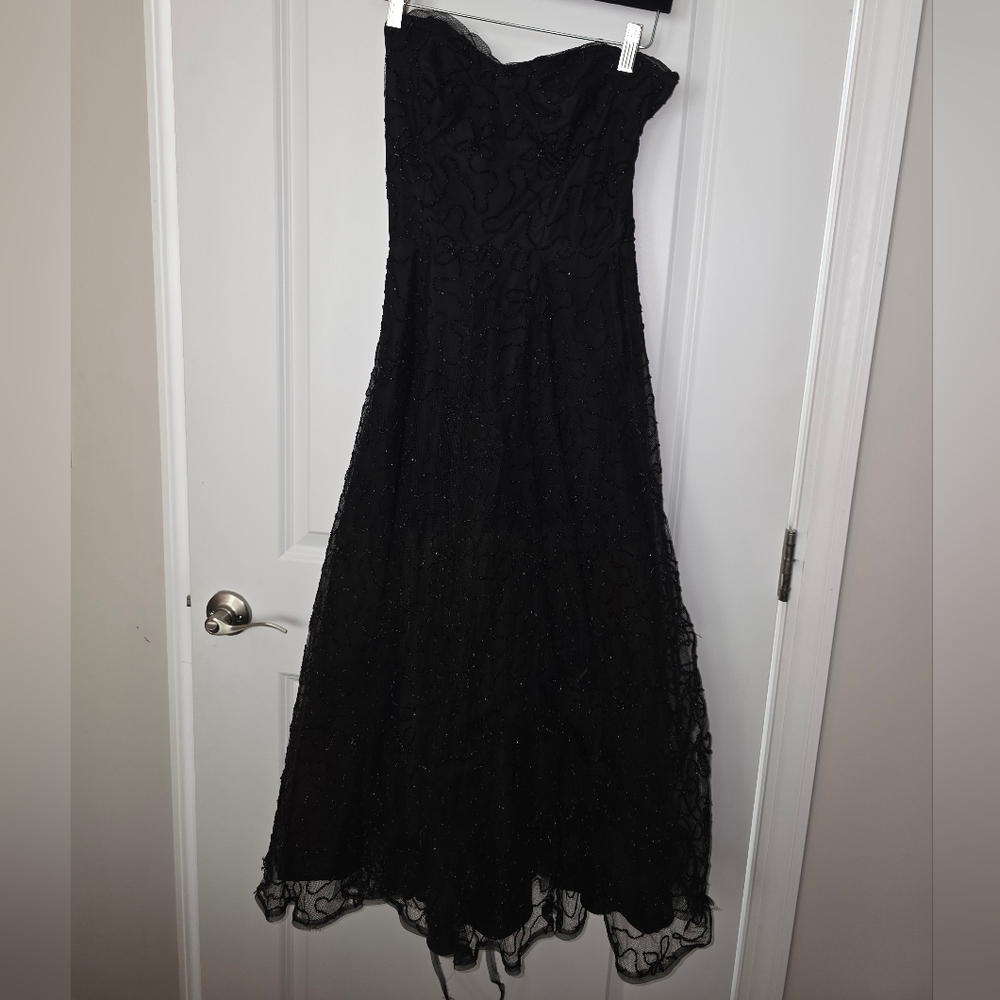 Vintage 50s/60s Prom Black Strapless Dress